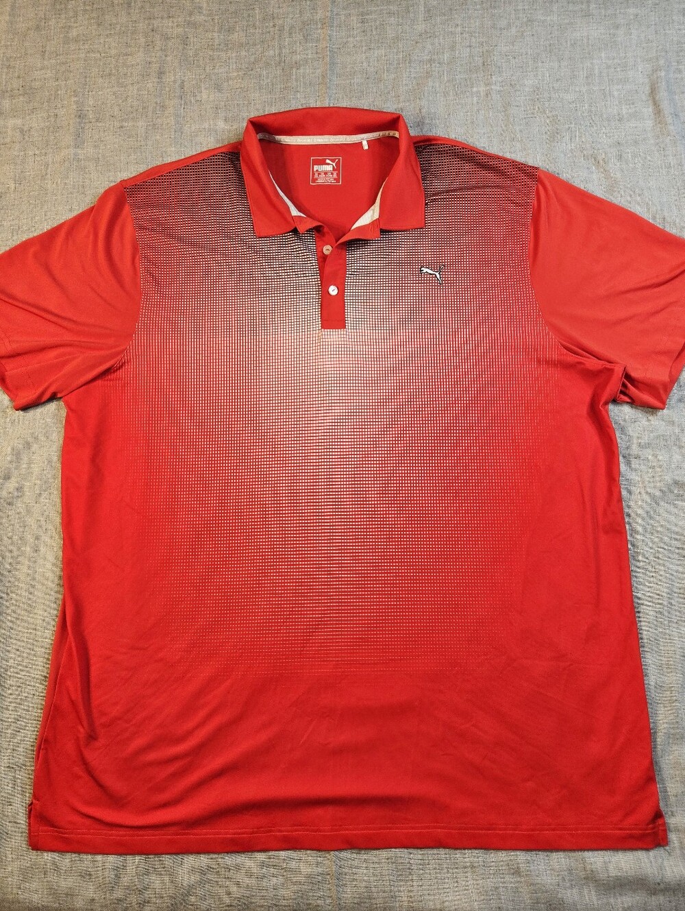 Puma Golf Mens Size XXL Red Gradient Matrix Dot Polo Shirt dryCELL